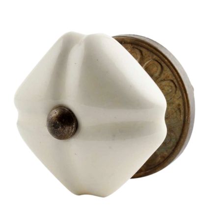 Solid Cream Medium Square Ceramic Wardrobe Knob